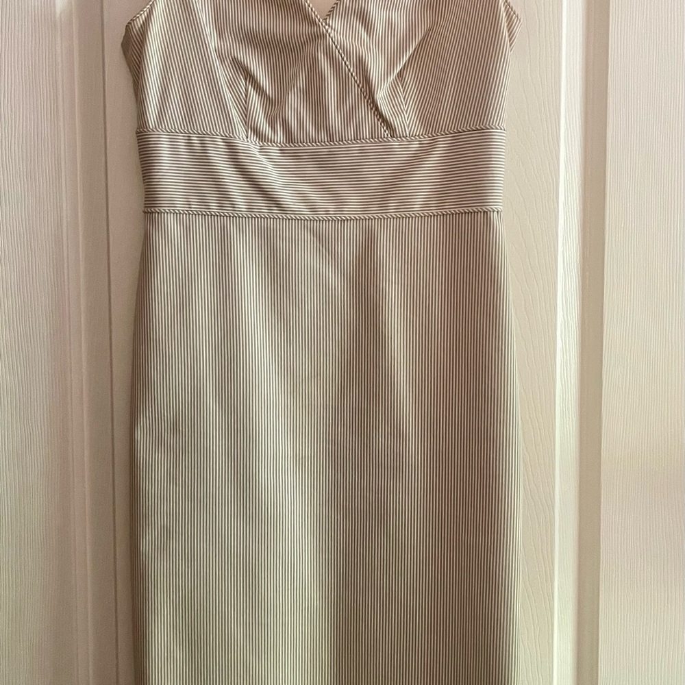 Caslon Cream and Brown Striped Midi Dress